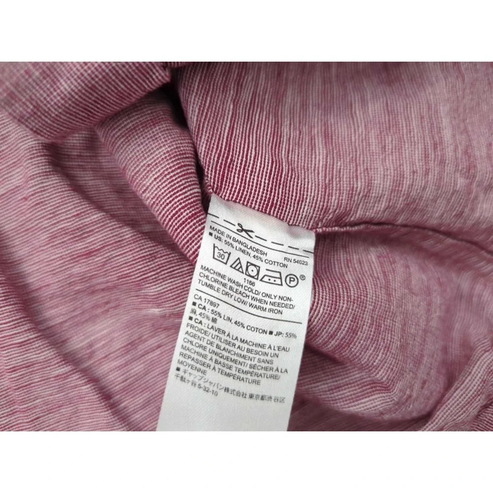 Banana Republic Button Up Shirt Mens XL Pink Slim Fit 55%‎ Linen Pockets Casual
